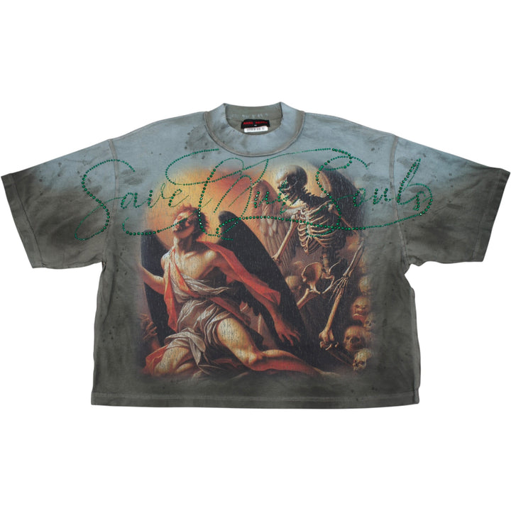 Rare Peace RT563 SOS Crop Shirt Olive