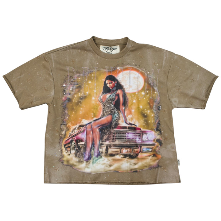 BKYS T1488 Delusion Cropped Shirt Cream Khaki