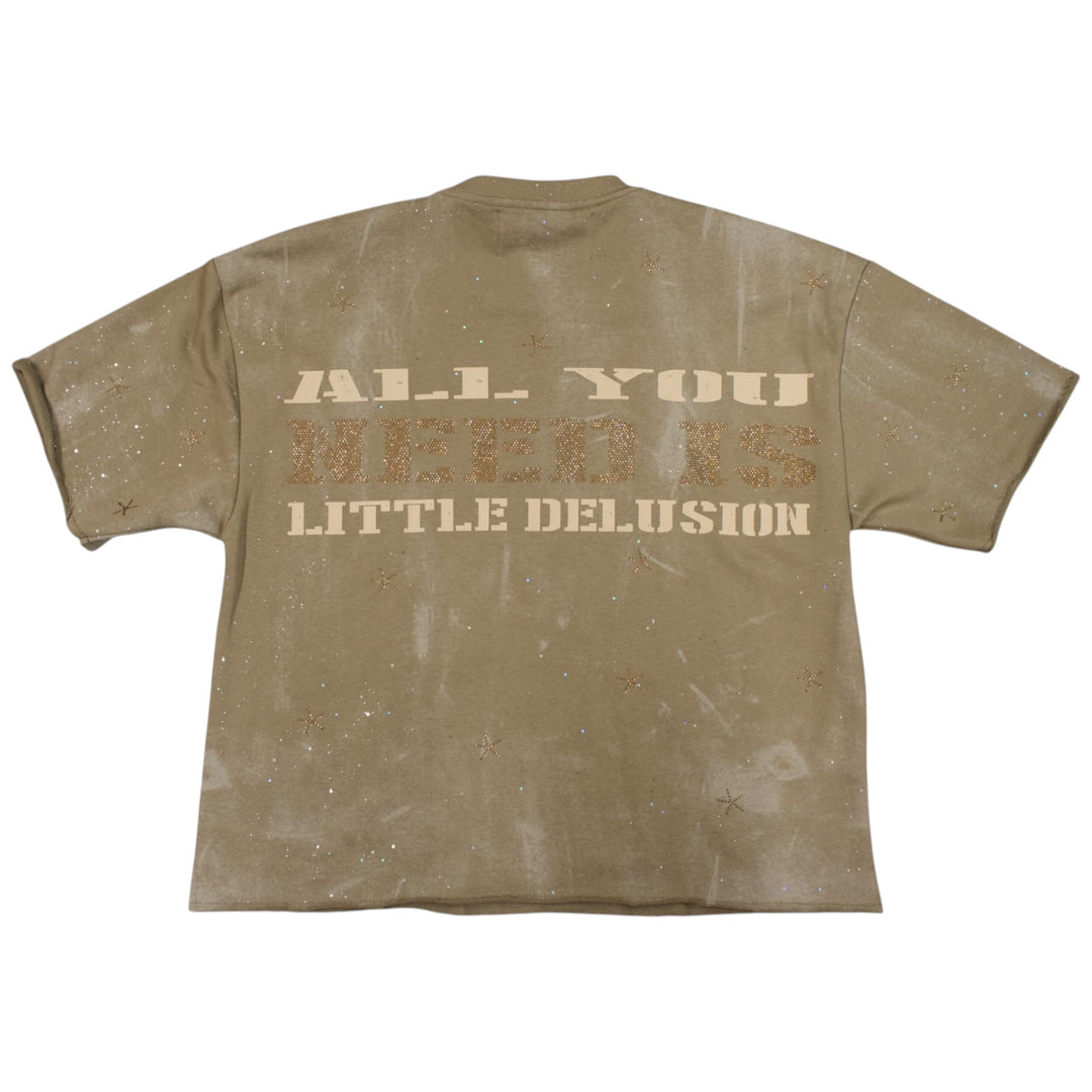 BKYS T1488 Delusion Cropped Shirt Cream Khaki