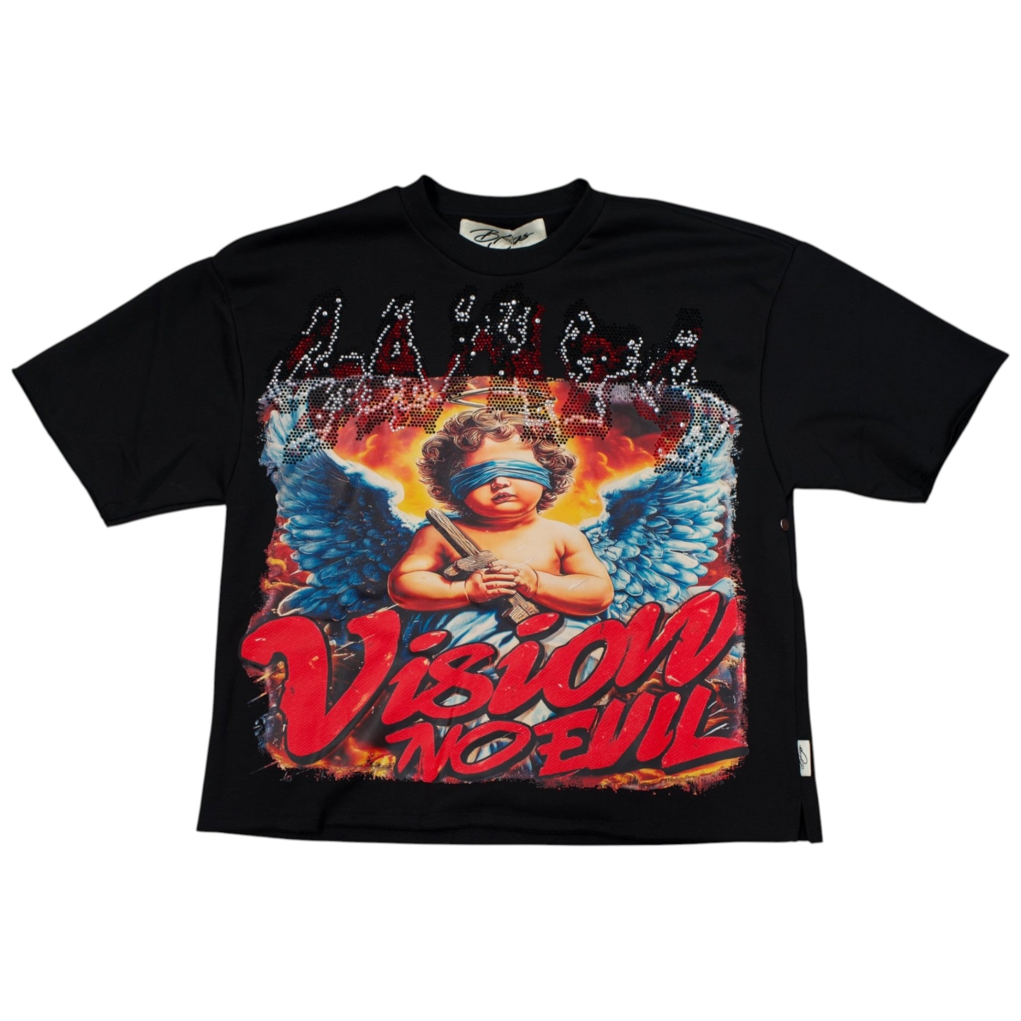 BKYS T1448 Saints Cropped Shirt Black – Purple Carpet Miami