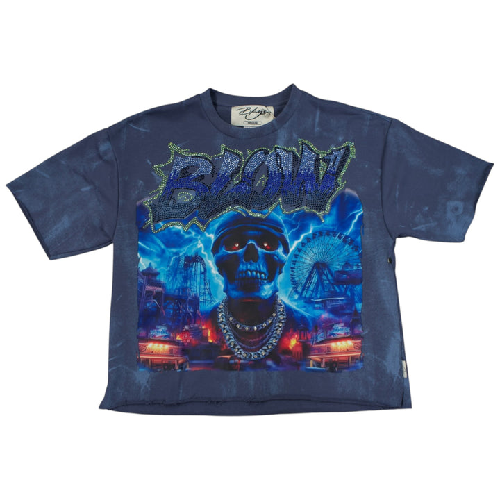 BKYS T1442 Blow Cropped Shirt Night Blue