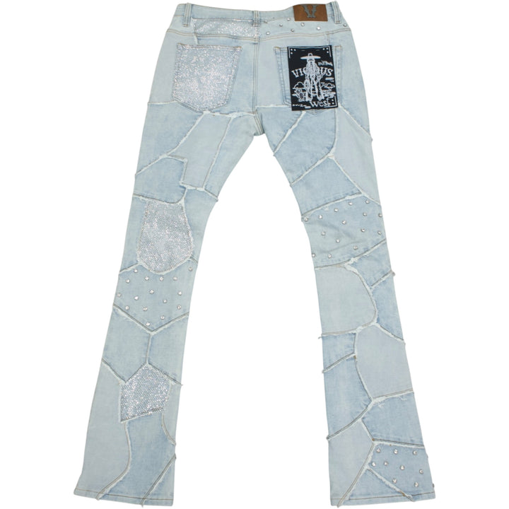 Vicious VC627 Rip & Repair Flare Denim /w Fray