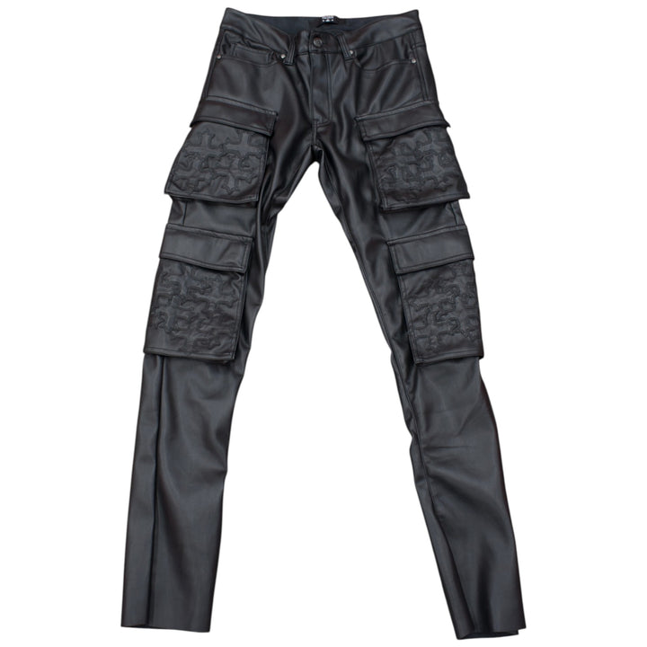 SYIP PU Cargo Stacked Pant Black