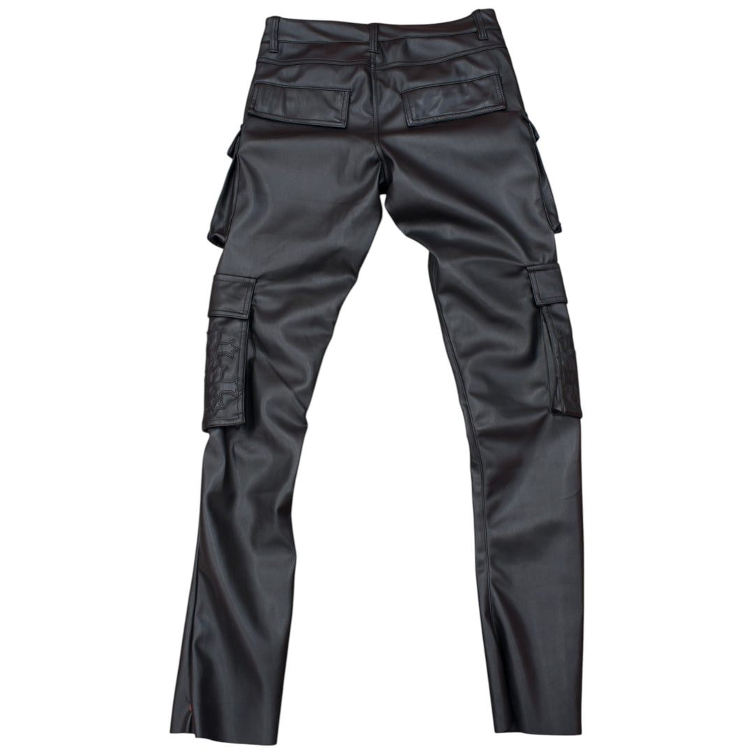 SYIP PU Cargo Stacked Pant Black