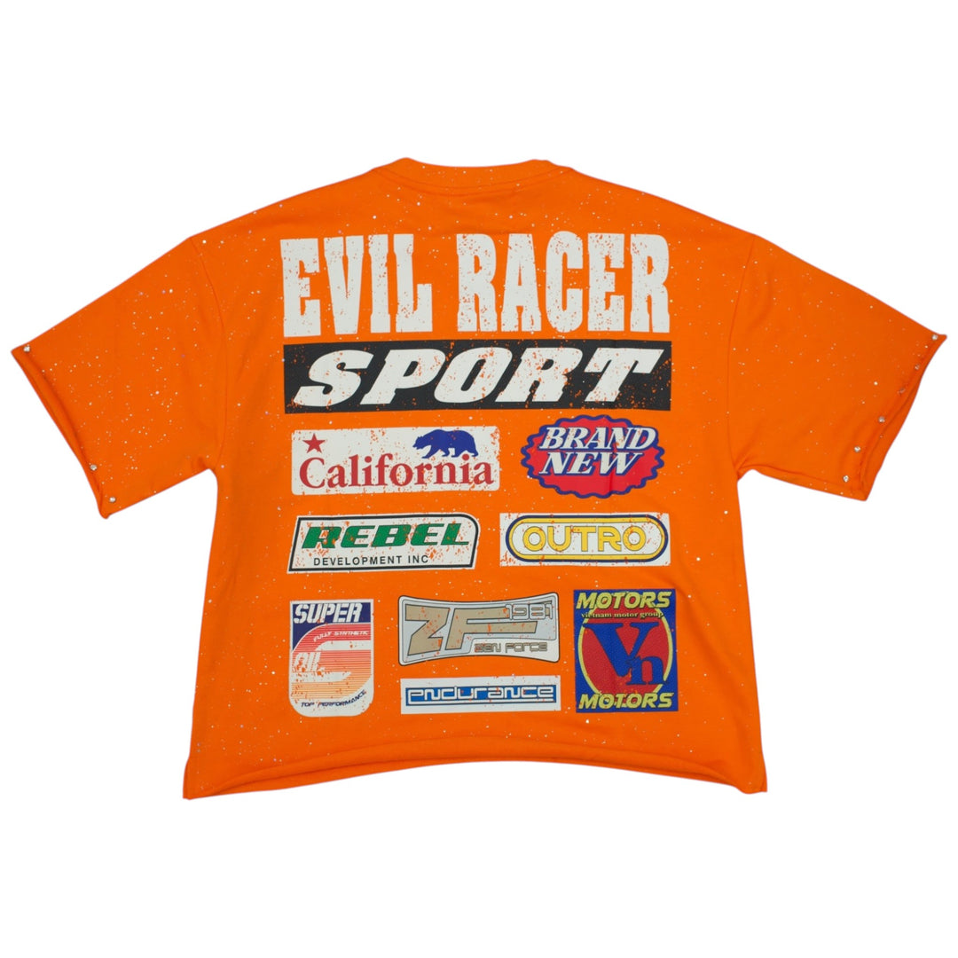 BKYS T1451 Evil Racer Cropped Shirt Orange
