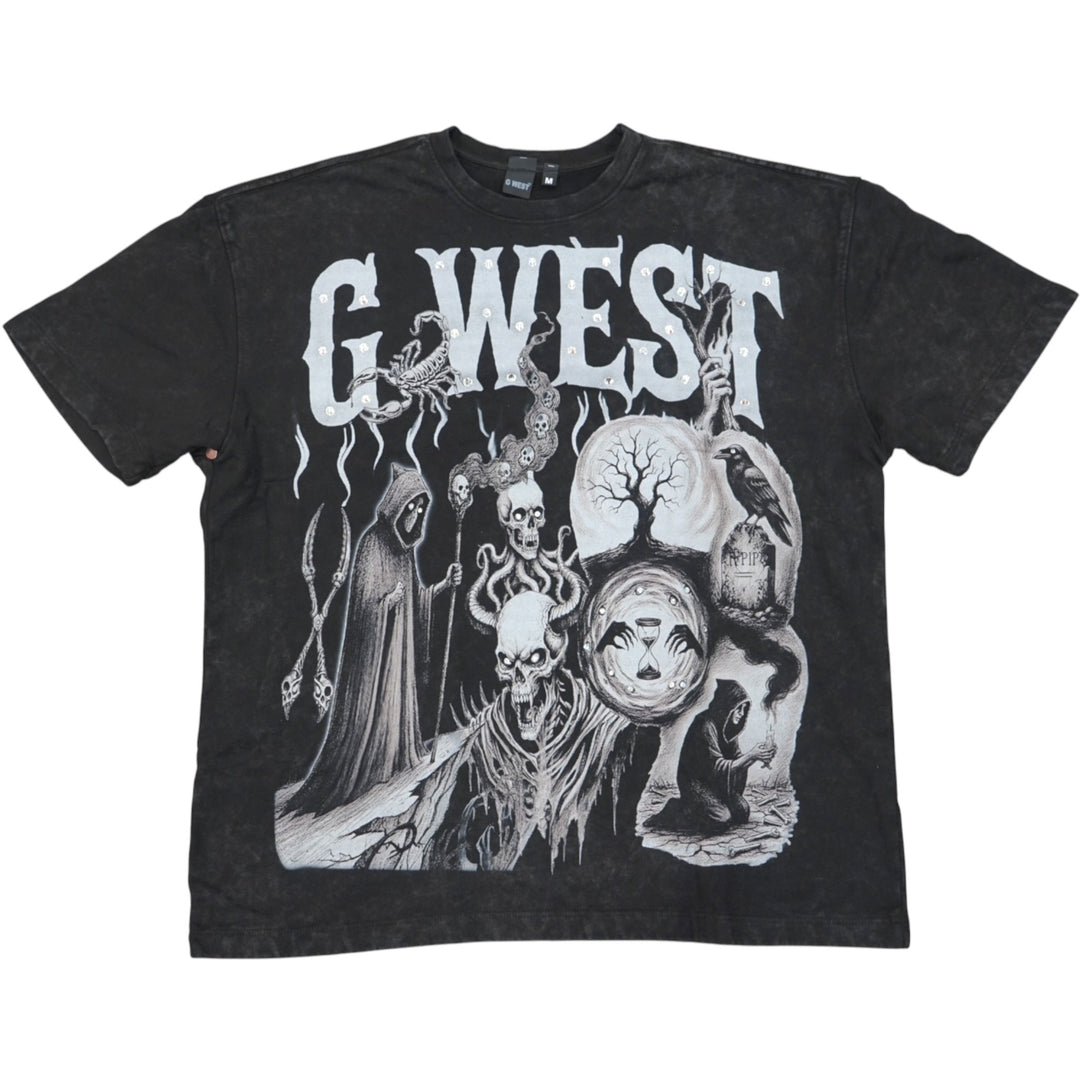 Gwest Rhinestone Dream Layer Corp Tee Black, Grey