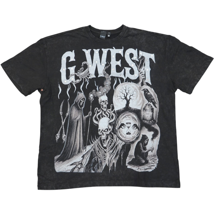 Gwest Rhinestone Dream Layer Corp Tee Black, Grey