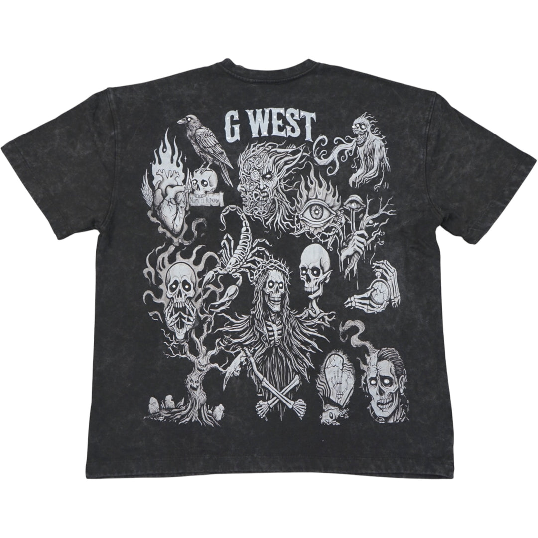 Gwest Rhinestone Dream Layer Corp Tee Black, Grey