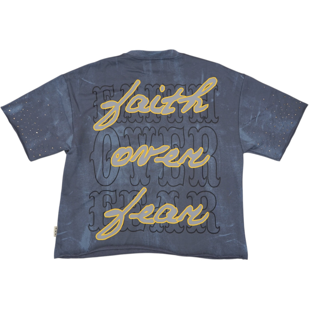BKYS T1528 Faith Cropped Tee Natural Grey
