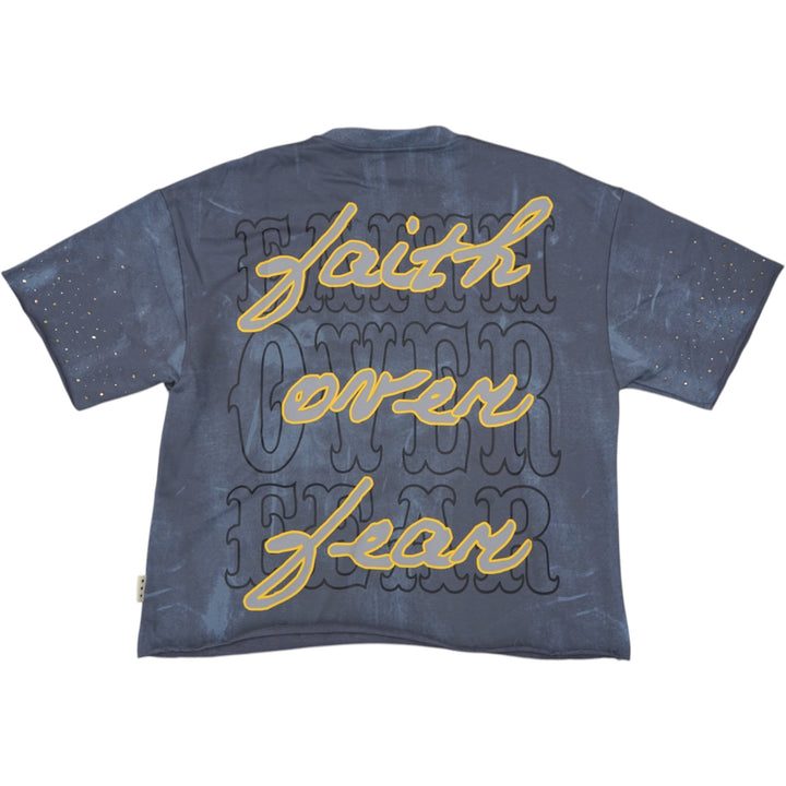BKYS T1528 Faith Cropped Tee Natural Grey