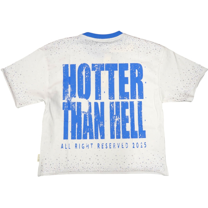 BKYST1483 Hotter Then Hell Cropped Tee White