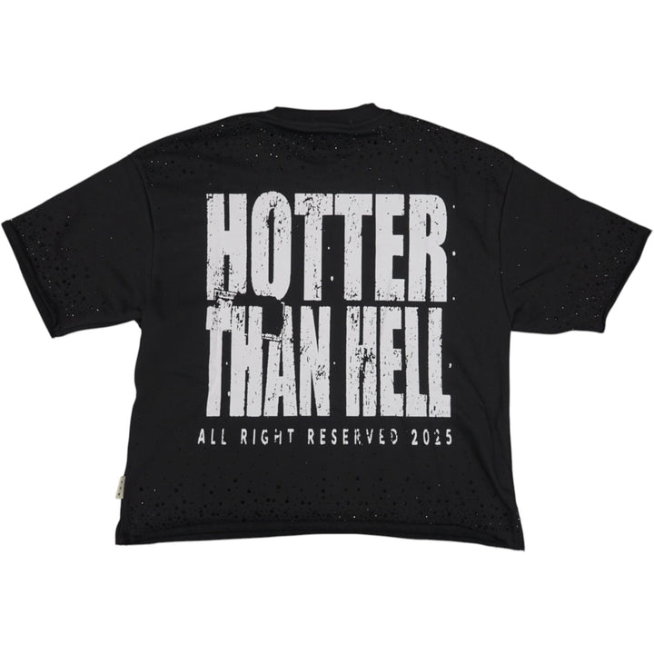BKYS T1483 Hotter Then Hell Cropped Tee Black