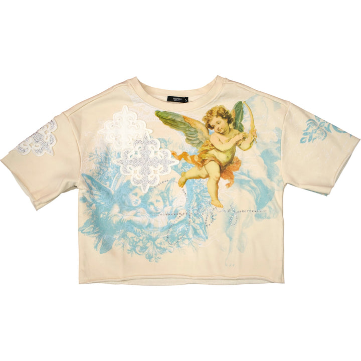 Red Fox Angel Crop Tee Cream