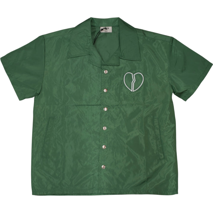 Focus Heartless Nylon Button Up Kelly Green