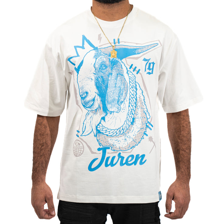 Juren The Goat Tee White And Blue