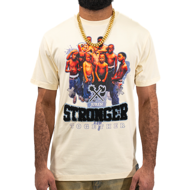 Juren Stronger Together Embroidered Tee Cream Big & Tall