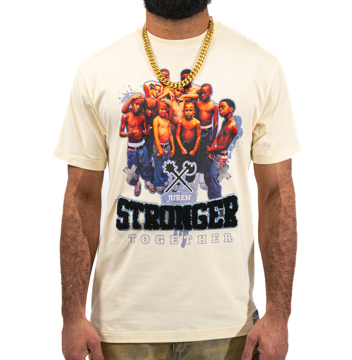 Juren Stronger Together Embroidered Tee Cream