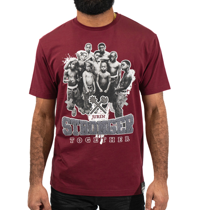 Juren Stronger Together Embroidered Tee Burgundy