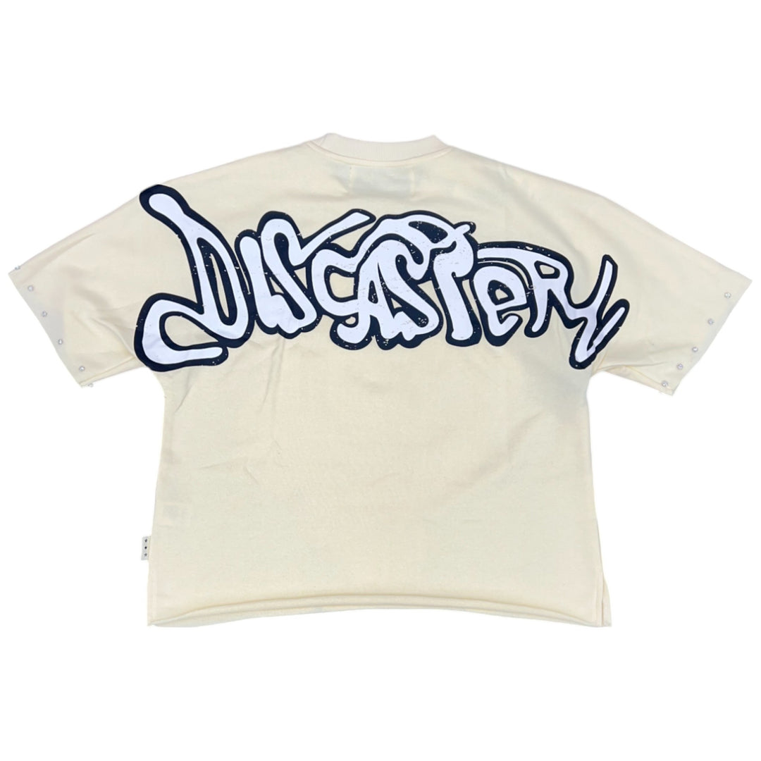 BKYS T1286 Disaster Cropped Tee Off White
