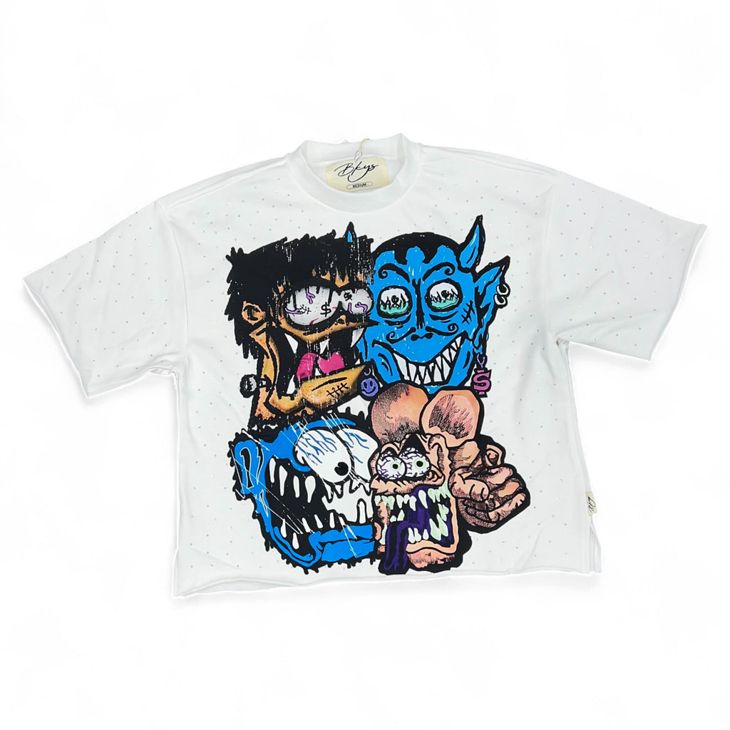 BKYS T1303C Monster Bar Cropped Tee White – Purple Carpet Miami
