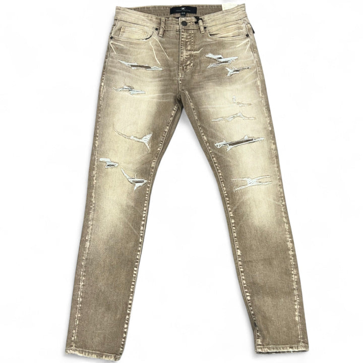 Rare Peace Rhinestones Tee Ecru & Jordan Craig Color Y&D Jean  Outfit Combo