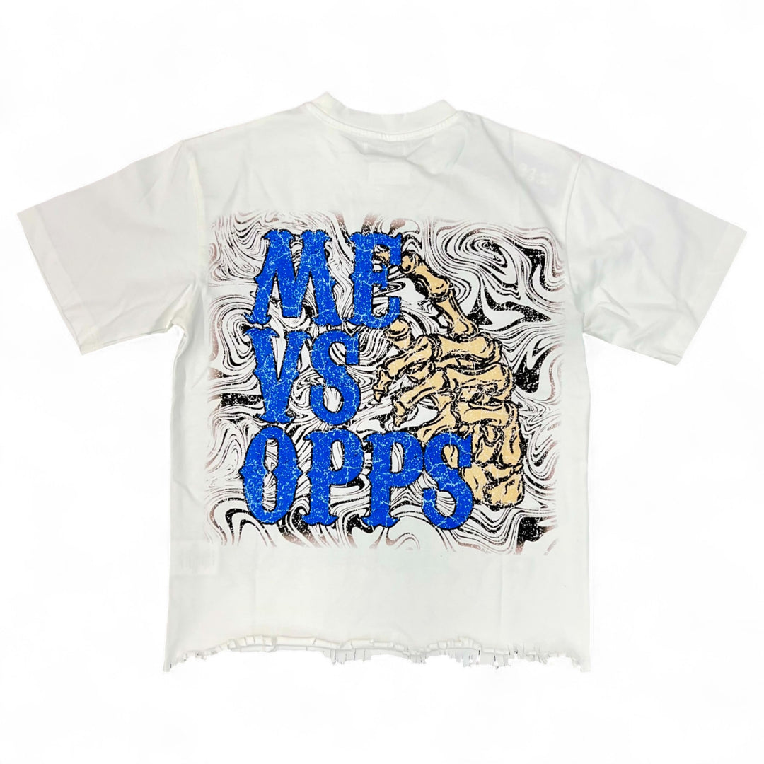 Me Vs Opps Stay Calm Crop Tee White
