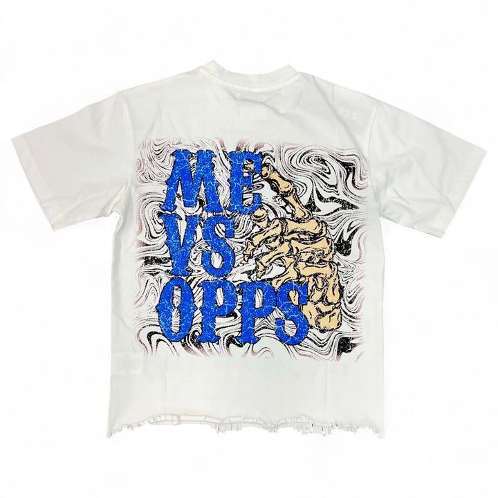 Me Vs Opps Stay Calm Crop Tee White