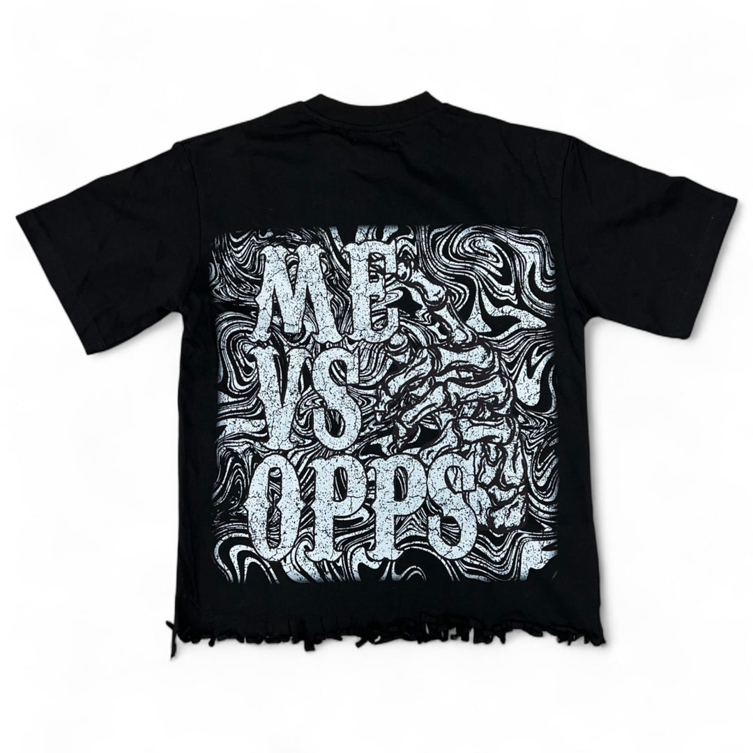 Me Vs Opps Stay Calm Crop Tee Black