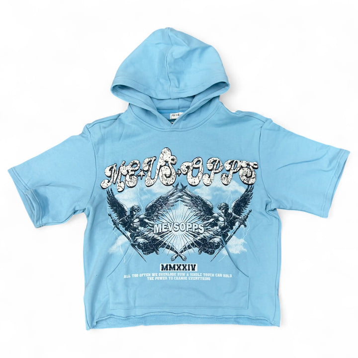 Me Vs Opps Hold The Power Crop Tee Baby Blue