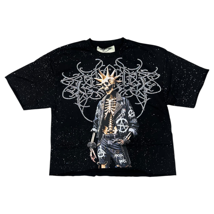 BKYS T1306 Peace And Rock Cropped Tee Black