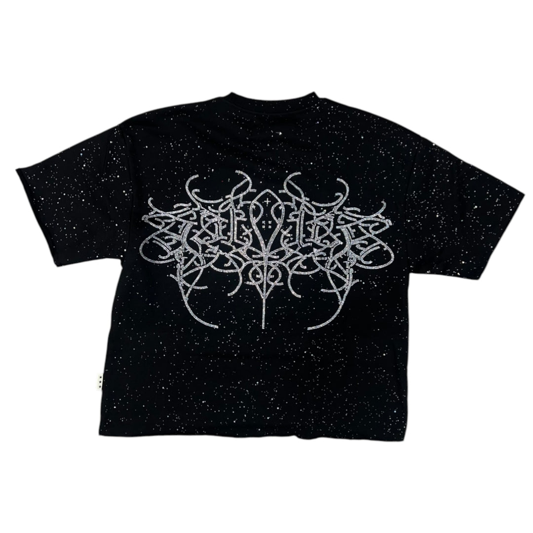 BKYS T1306 Peace And Rock Cropped Tee Black
