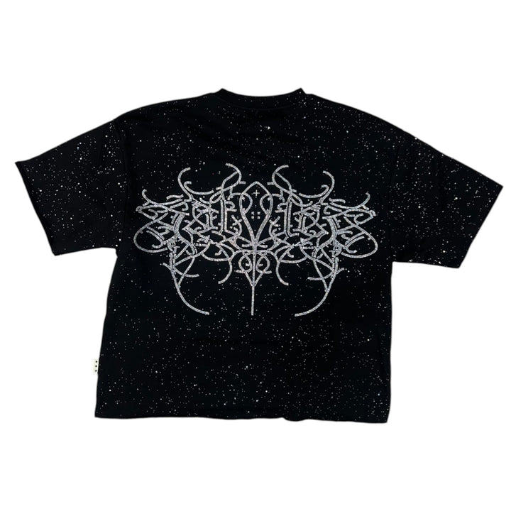 BKYS T1306 Peace And Rock Cropped Tee Black