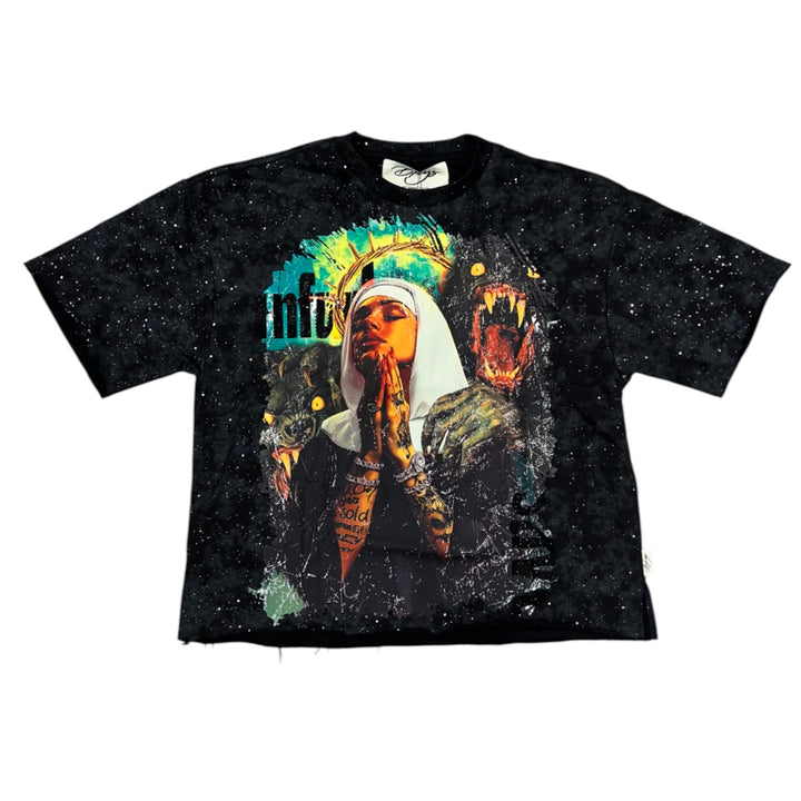 BKYS T1333 Prayer Cropped Tee Black