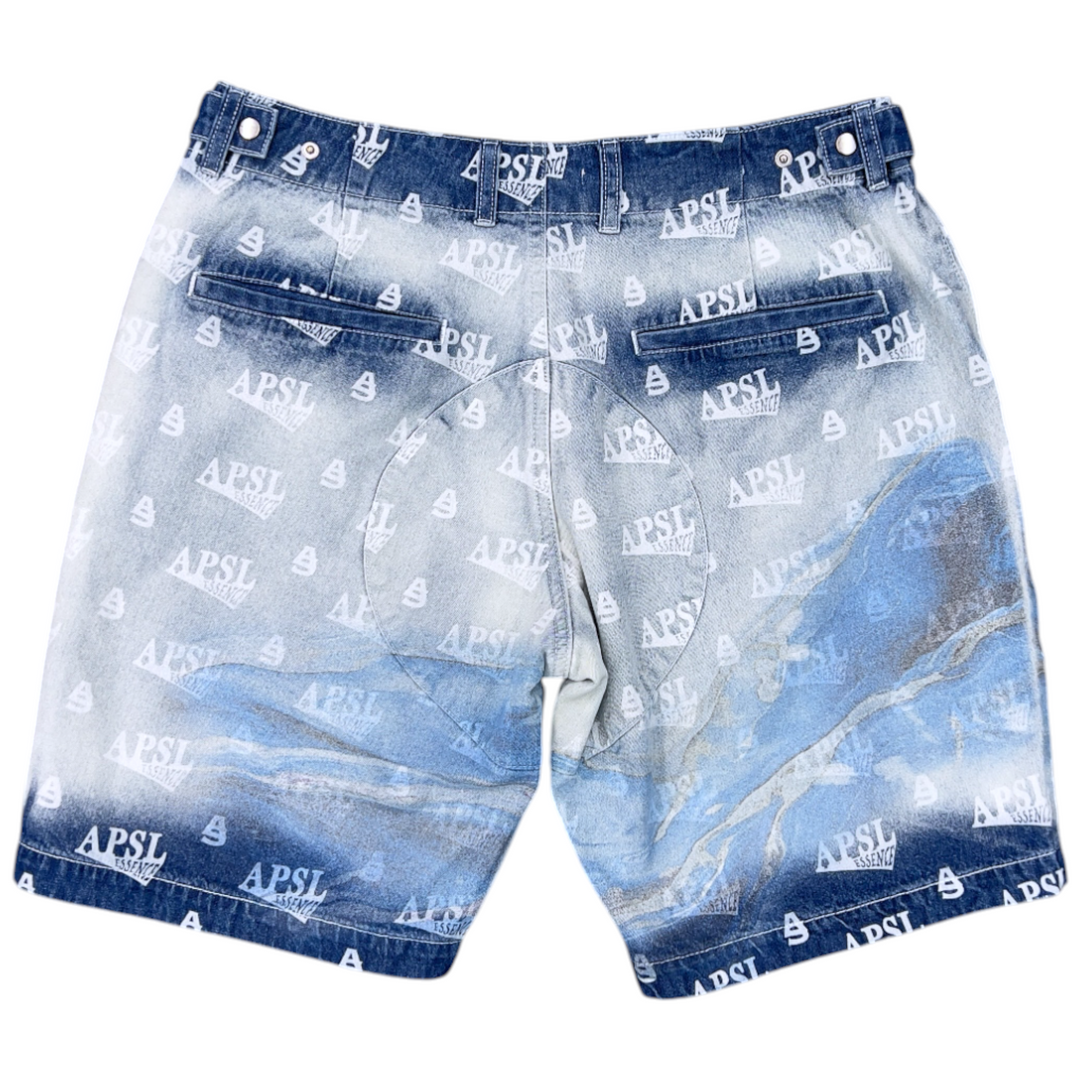 AlphaStyle Huron Bleached Denim Shorts