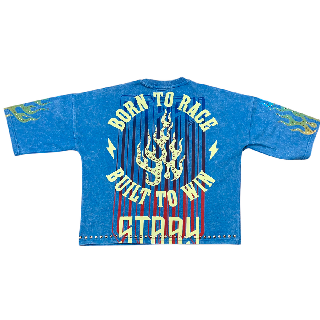 Stray Born To Ride 3/4 Sleeve Tee Blue