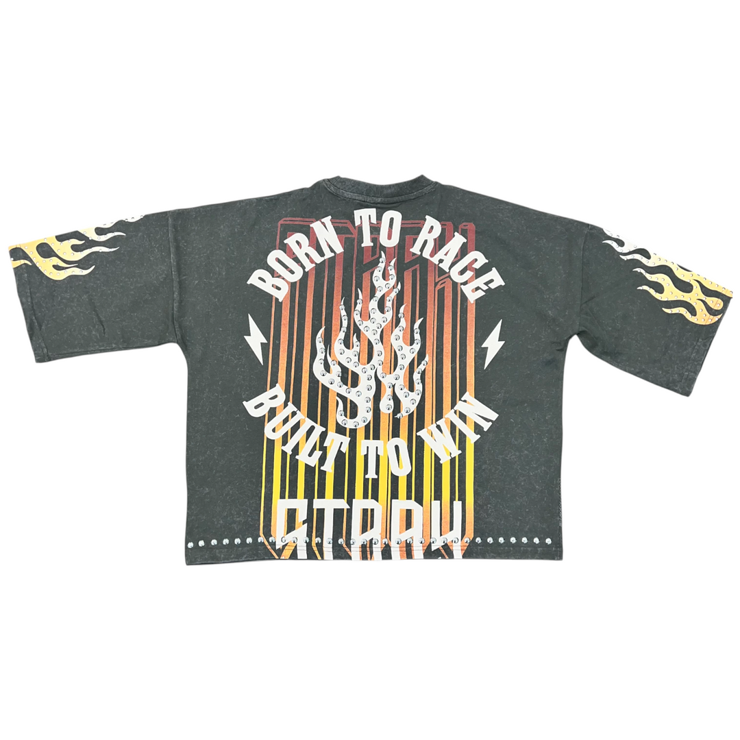 Stray Born To Ride 3/4 Sleeve Tee Charcoal