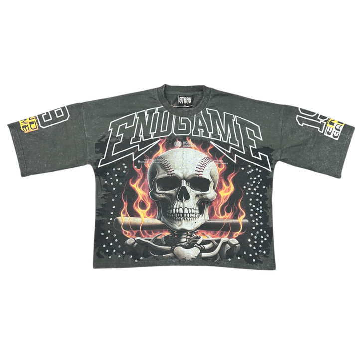 Stray End Game 3/4 Sleeve Tee Charcoal