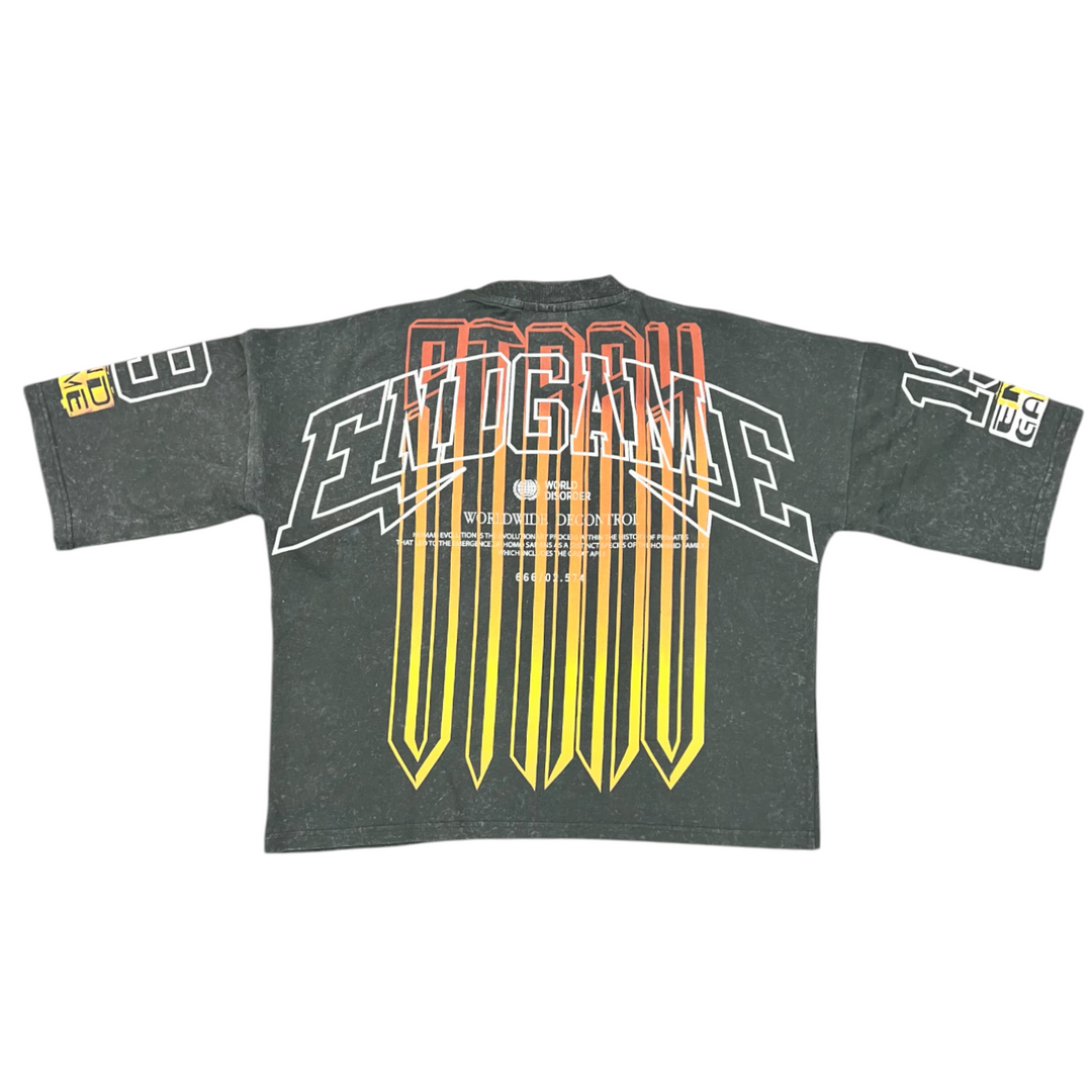 Stray End Game 3/4 Sleeve Tee Charcoal