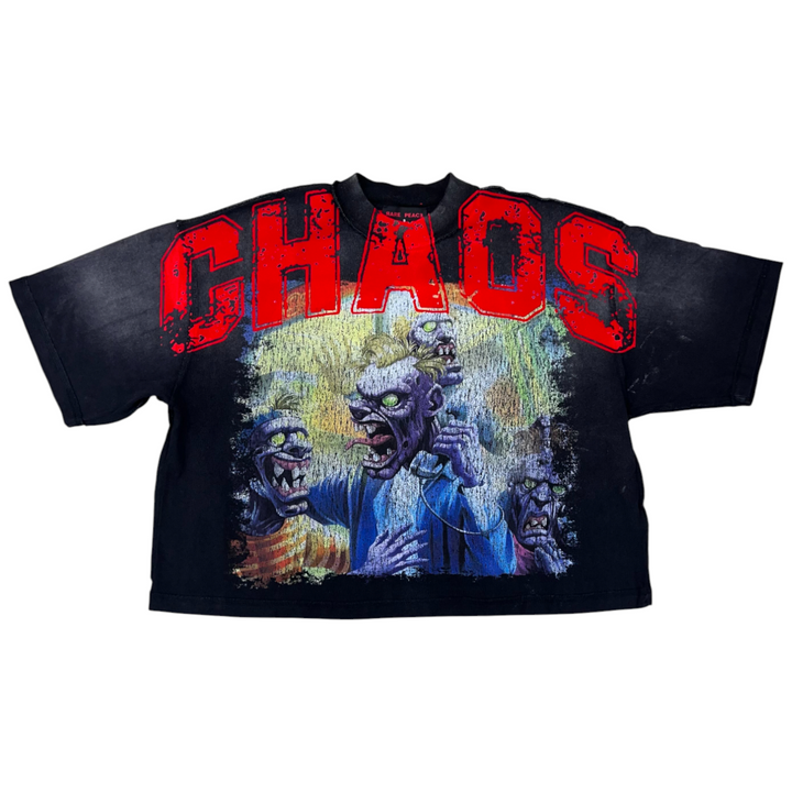 Rare Peace Chaos Crop Shirt Black