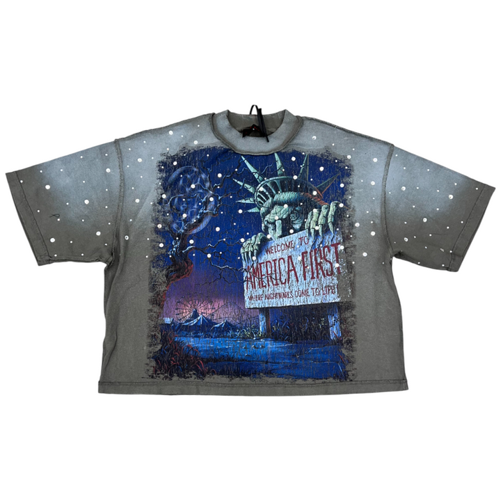 Rare Peace America First Crop Shirt Olive