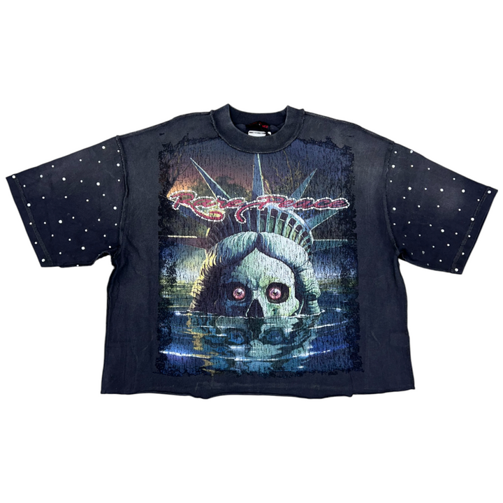 Rare Peace SOS Crop Shirt Dark Grey
