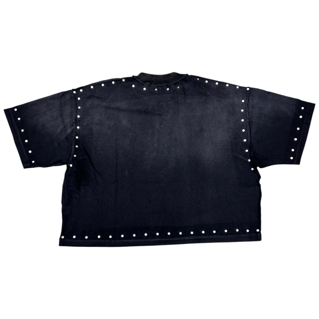 Rare Peace Logo Crop Shirt Dark Grey