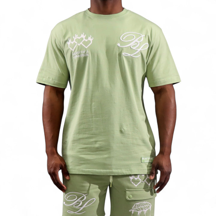 Blac Leaf Triple Heart Sage Shirt
