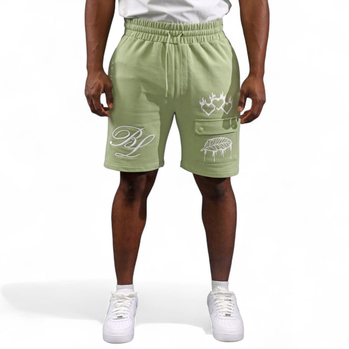 Blac Leaf Heart Of A Champion Sage Trucker Hat, Triple Heart Sage Shirt , Heart Of A Champion Sage Shorts  Outfit Combo