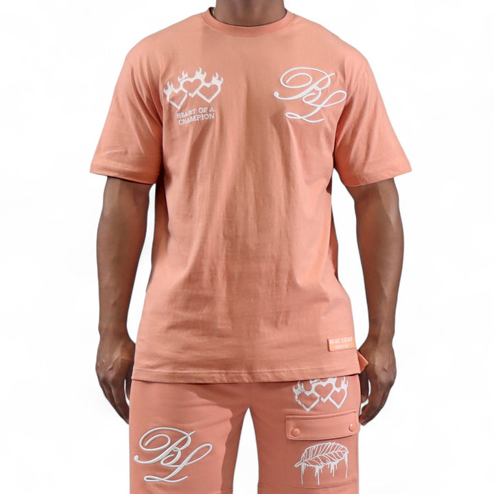 Blac Leaf Triple Heart Salmon Shirt