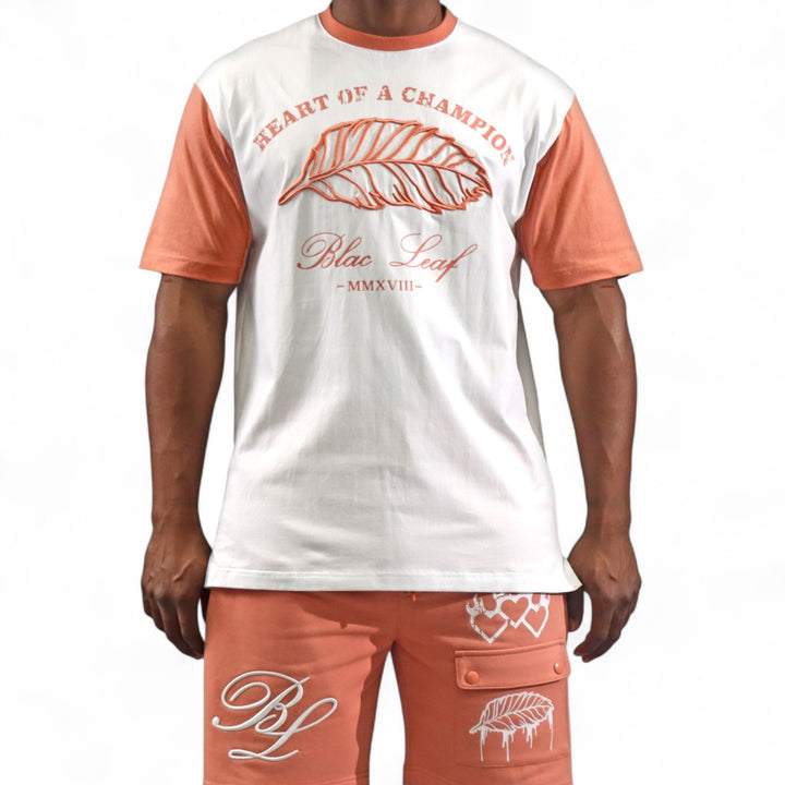 Blac Leaf Heart Of A Champion Salmon Big & Tall Shirt