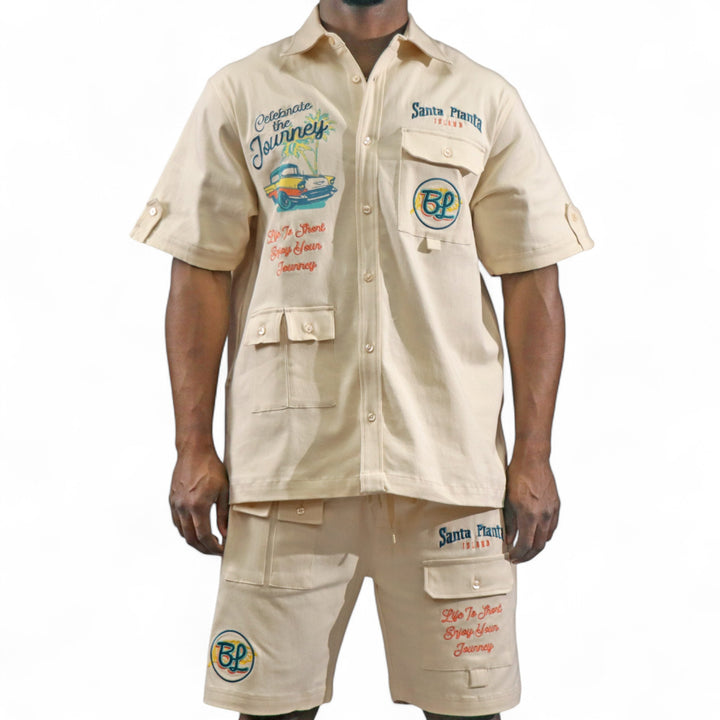 Blac Leaf Celebrate The Journey Big & Tall Button Up Shirt Natural
