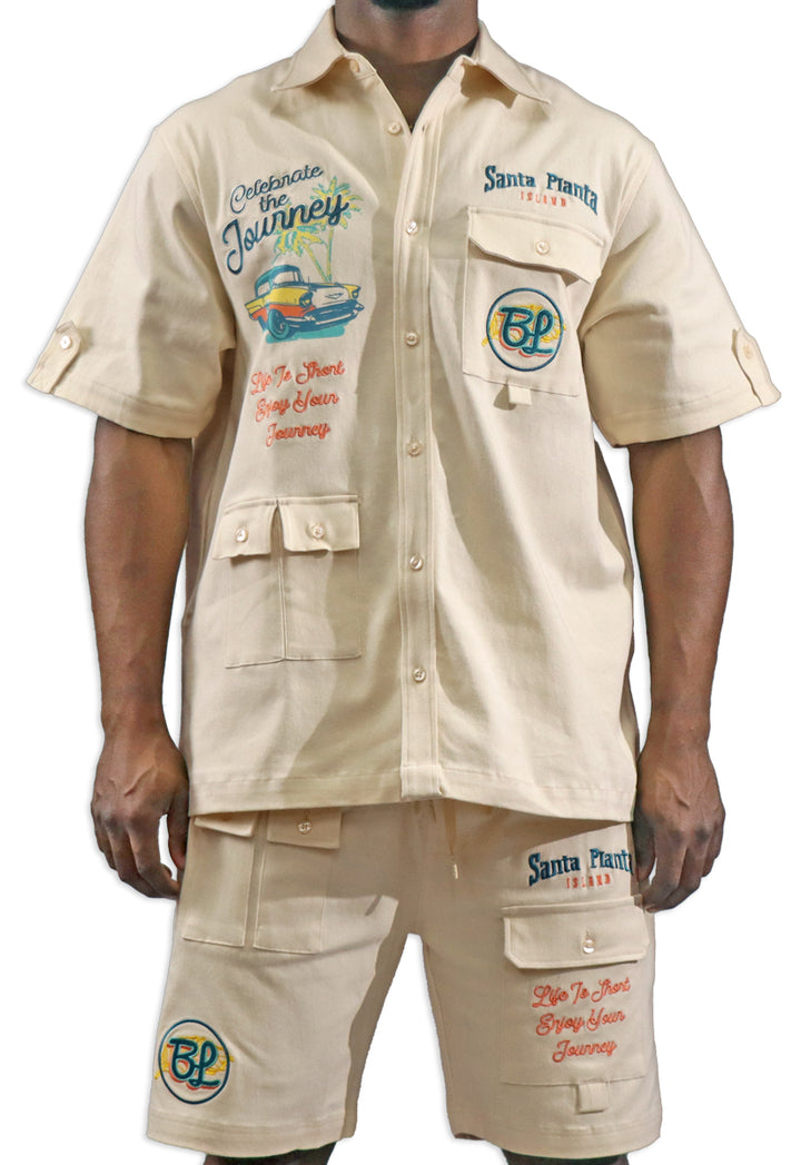 Blac Leaf Celebrate The Journey Button Up Shirt Natural