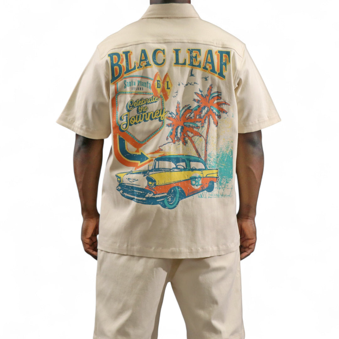 Blac Leaf Celebrate The Journey Big & Tall Button Up Shirt Natural