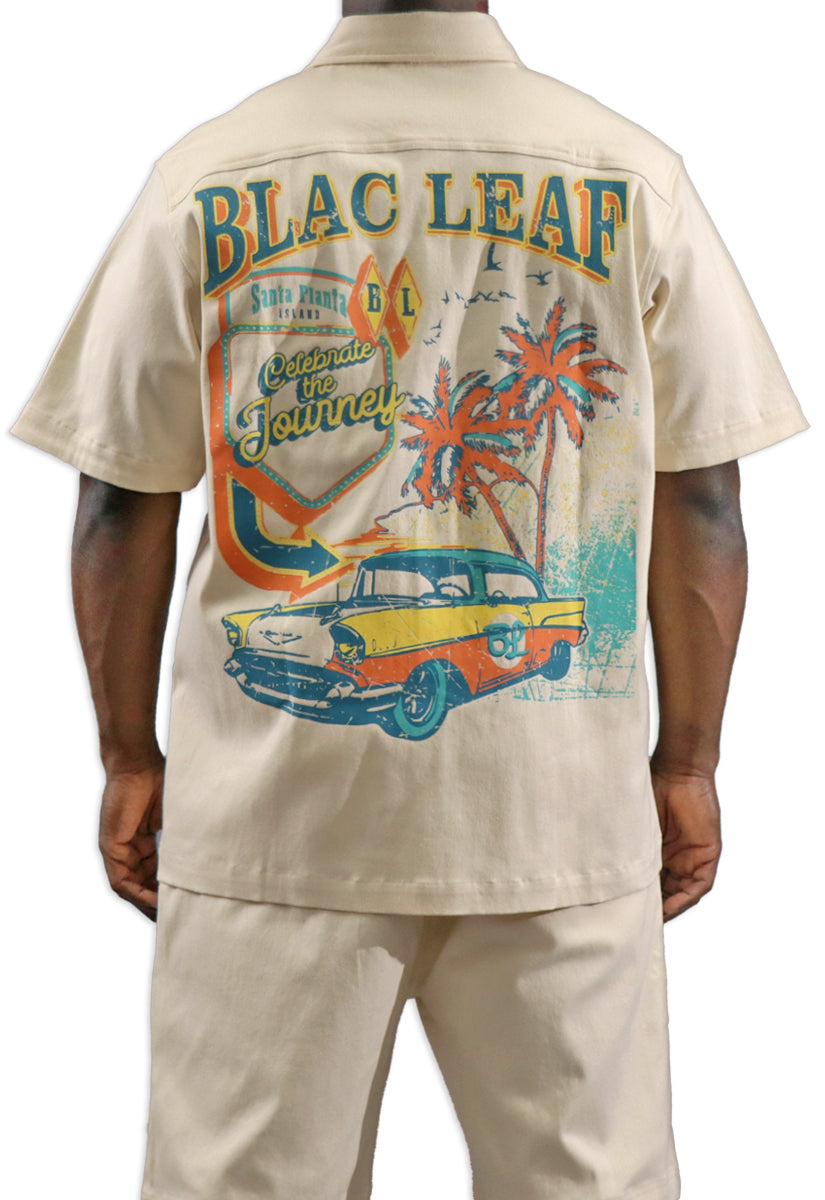 Blac Leaf Celebrate The Journey Button Up Shirt Natural